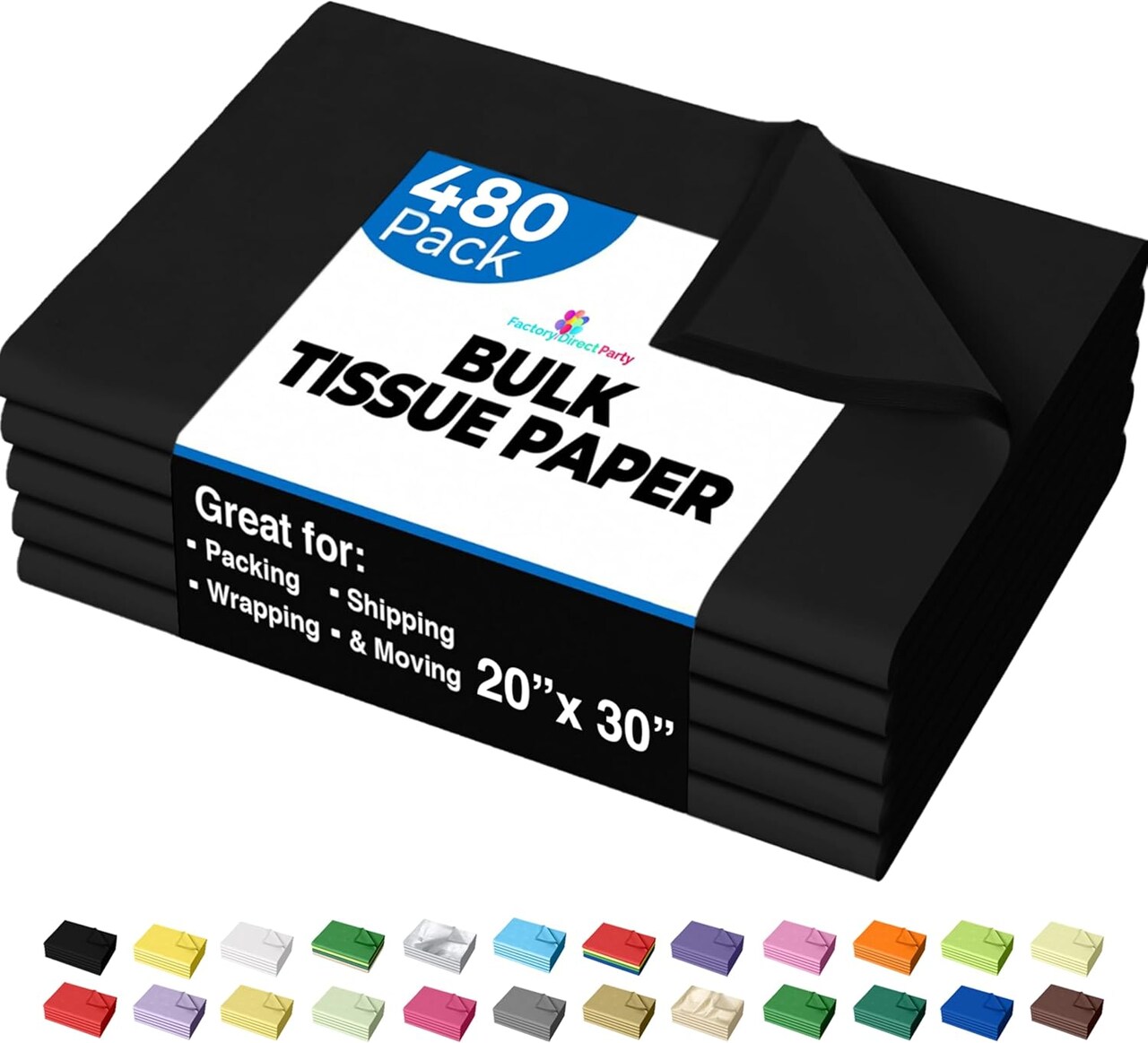 Tissue Paper for Gift Bags - 20" X 30" Bulk Tissue Paper Dark Blue 480 Sheets - 10lb Newsprint for Packing, Birthday Gift Box Filler, Packing Supplies for Moving Supplies